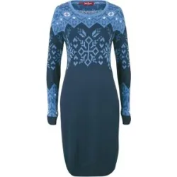 bonprix Strickkleid mit Norwegermuster aus Baumwoll-Mixblau 36Damen