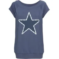 bonprix T-Shirt bequeme Passform, U-Boot-Ausschnitt, Rippbündchen