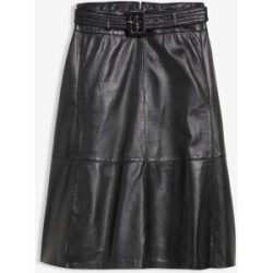 bonprix Lammnappa-Lederrock mit Gürtel (2-tlg.-Set)schwarz 50Damen