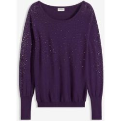bonprix Feinstrickpullover mit Strass-Applikationlila 48Damen