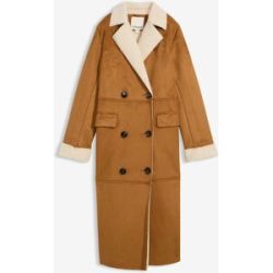 bonprix Lederimitat-Mantel mit Teddy warm gefüttertbraun 48Damen