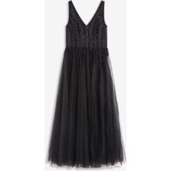 bonprix Maxikleid aus feinem Tüll mit Paillettenstickereischwarz 36Damen