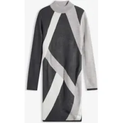 bonprix Jacquard-Strickkleid mit modernen Streifengrau 40Damen