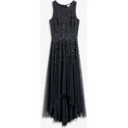 bonprix Vokuhila-Kleid mit Pailettenstickereiblau 52Damen