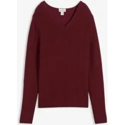bonprix Rippstrickpullover aus reiner Bio Baumwollerot 36Damen