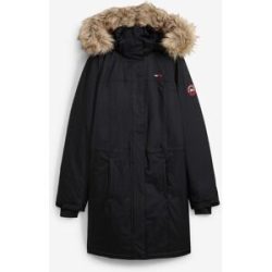 bonprix Wintermantel mit abnehmbarer Kapuze + Fellimitat, mit Innentasche und Kabelführung