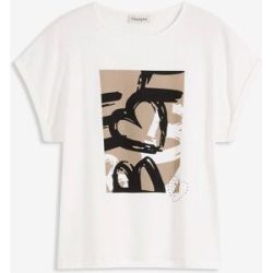 bonprix Shirt mit Viskose und Glitzersteinenweiß 44Damen