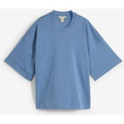 bonprix Kurzes Oversize-Shirt aus reiner schwerer Bio-Baumwolleblau 44Damen