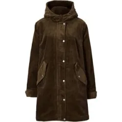 bonprix Warmer Cord-Parka mit Teddy-Futter in der Kapuze, in A-Liniegrün 54Damen