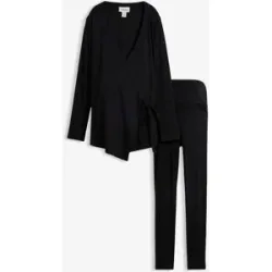 bonprix Set aus Umstands-Wickelshirt mit bequemer Leggings (2-tlg.Set)schwarz 32Damen