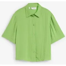 bonprix Boxy Bluse aus leichtem Crêpegrün 50Damen