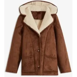 bonprix Shearling Jacke mit Kapuzebraun 36Damen