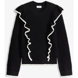 bonprix Feinstrickpullover aus Baumwoll-Mixschwarz 48Damen