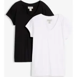 bonprix T-Shirt aus reiner Bio-Baumwolle (2er Pack)schwarz 52Damen