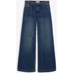 bonprix Wide-Leg-Jeans Mid Waist, Full Lengthblau 50Damen