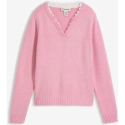 bonprix Pullover mit Spitzeneinsatzrosa 52Damen