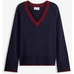 bonprix Pullover mit  kontrastfarbigen Streifenblau 52Damen