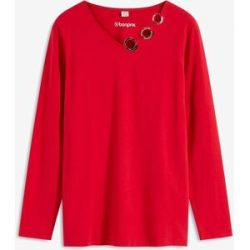 bonprix Langarmshirt bequeme Passform, Langarm, tolle Ösen-Details