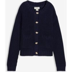 bonprix Grobstrickjacke mit gehämmerten Knöpfenblau 36Damen