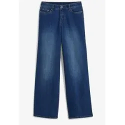 bonprix Wide-Leg-Jeans, Mid Waist, Stretchblau 52Damen
