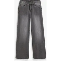 bonprix Wide-Leg-Jeans, Mid Waist, Stretchgrau 44Damen