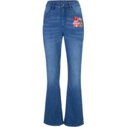 bonprix Bootcut-Jeans Slim Fit Passform, High Waist, mit Stickerei
