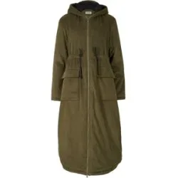 bonprix Cord-Mantel mit Teddy-Fleece Kapuze aus reiner Baumwollegrün 48Damen