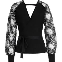 bonprix Feinstrickpullover mit Spitzeschwarz 40Damen