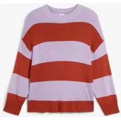 bonprix Feinstrickpullover mit Blockstreifenlila 52Damen