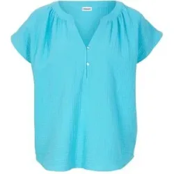 bonprix Musselin-Blusentop aus reiner Baumwolleblau 38Damen