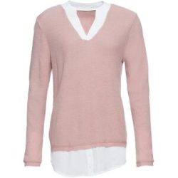 bonprix Feinstrickpullover mit Bluseneinsatzrosa 40Damen