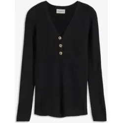 bonprix Rippenpullover mit Viskoseschwarz 52Damen