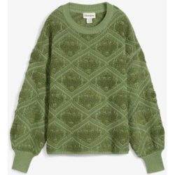 bonprix Strickpullover mit Rundhalsausschnitt, mit Jacquard-Muster, Langarm