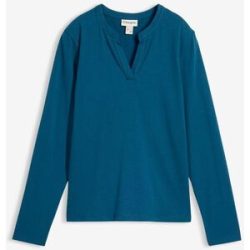bonprix Hüftlanges Henleyshirtpetrol 36Damen