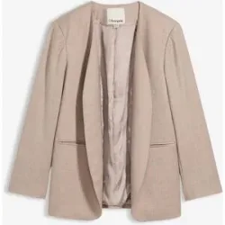bonprix Kragenloser Blazer aus weichem Woll-Mixbeige 50Damen
