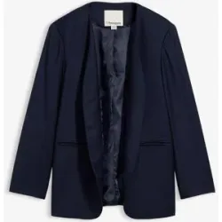 bonprix Kragenloser Blazer aus weichem Woll-Mixblau 40Damen