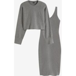 bonprix Gestricktes Kleiderset (2-tlg. Set)grau 40Damen