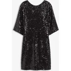 bonprix Paillettenkleid mit Schleifendetailschwarz 40Damen