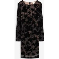 bonprix Minikleid aus feinem Mesh mit Flockprintschwarz 44Damen