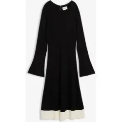bonprix Strickkleid aus Viskose-Mix mit Kontrastdetailsschwarz 44Damen