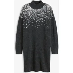 bonprix Strickkleid mit Pailletten-Applikationgrau 44Damen