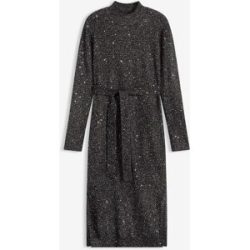 bonprix Strickkleid mit Paillettenschwarz 48Damen