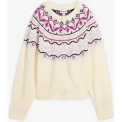 bonprix Oversize Norweger-Strickjackeweiß 36Damen