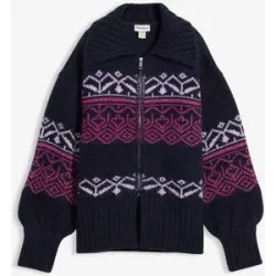 bonprix Kurze Norweger-Strickjacke aus dickem Materialblau 32Damen