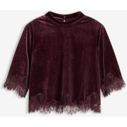 bonprix Samtshirt mit Spitzerot 44Damen