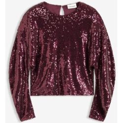 bonprix Pailletten-Langarmshirtrot 52Damen