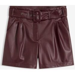 bonprix Lederimitat-Shorts mit Gürtelrot 48Damen