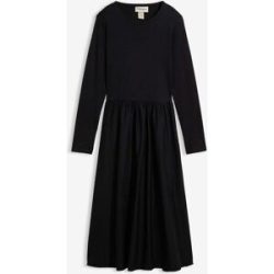 bonprix Kleid im Materialmix aus reiner Baumwolleschwarz 40Damen