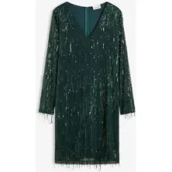 bonprix Paillettenkleid mit Fransengrün 36Damen