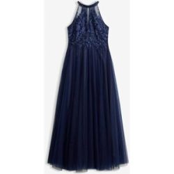 bonprix Abendkleid aus zartem Tüll mit Spitzeblau 40Damen